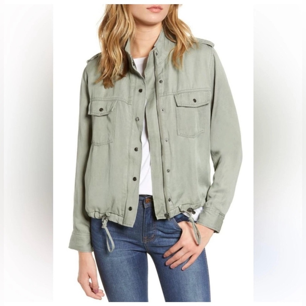 Rails Collins Jacket Linen Blend Sage Military Mo… - image 1
